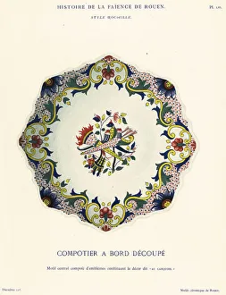 Crockery Prints: Fruit bowl in the rockery style, Rouen