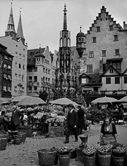 Umbrellas Collection: Fruit, flower and vegetable market, Nuremberg, Germany