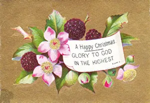 Fruit and flowers on a Christmas card
