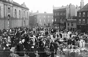 Doncaster Prints: Fruit and vegetable market, Doncaster early 1900's