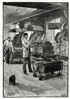 Confectionery Prints: Frys Cocoa and Chocolate, roasting the cocoa