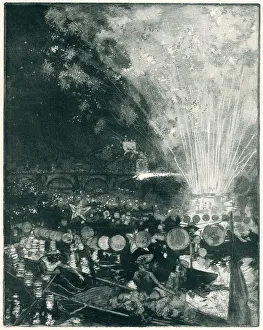 Fireworks Prints: Fte Venetiene Sur La Seine