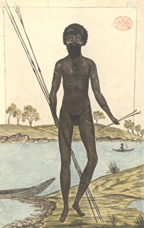 Full-length portrait of an Aboriginal man named Cameragal, e Full-length portrait of an Aboriginal man named Cameragal, e