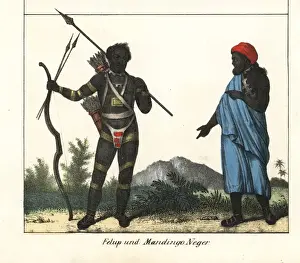 Spears Prints: Fulup man with weapons and Mandingo man in robe and turban