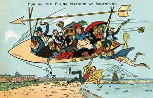 Merseyside Prints: Fun on the flying machine at Southport, Merseyside