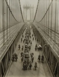 Cortege Prints: Funeral cortege of Vera Cruz dead passing over Manhattan Bri