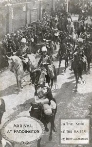 Relatives Prints: Funeral of Edward VII - George V rides alongside the Kaiser
