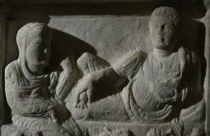 Reclining Prints: Funeral feast. Stele of Apellas, son of Xenon