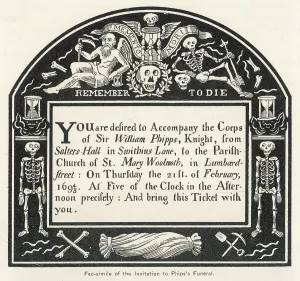 Funerals Prints: FUNERAL INVITE 1694