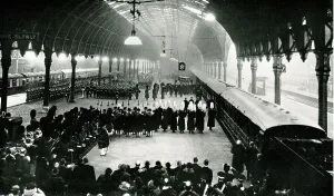 Borne Prints: Funeral of King George V, coffin put on train at Paddington