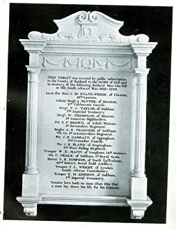 Funerary Collection: Funerary Monument - Boer War Tablet