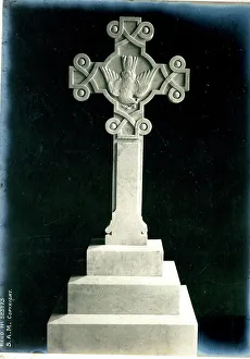 Headstone Prints: Funerary Monument - Celtic Cross with Bird