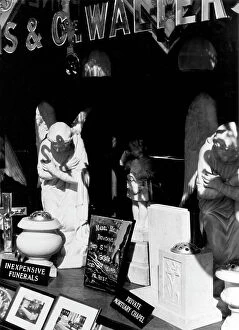 Plaster Collection: Funerary monuments in display window