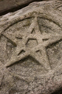 Tombstone Collection: Funerary relief. Pentagram. Stone dated in 1284. Barcelos. P