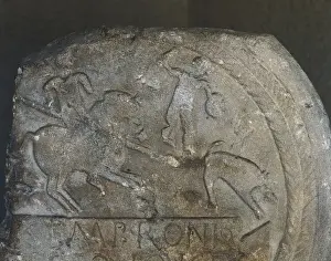Funerary stele. 1st-2nd century BC. Boar hunting