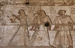 Funerary temple of Ramses III (1187-1156 B. C. ). Relief depic