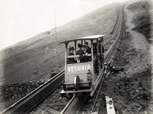 Volcano Prints: Funicular railway on Mount Vesuvius, volcano in Italy