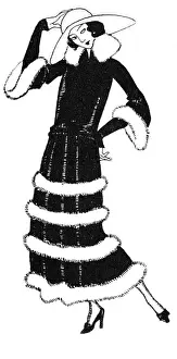 Waisted Prints: Fur Trimmed Frock 1923