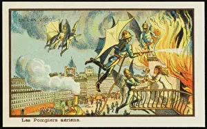 Fire Men Prints: Futuristic firemen putting out a fire