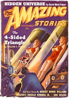 Science Fiction Collection: Futuristic Human Cloning, Amazing Stories Scifi Magazine Cover