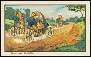 Futuristic motorcycle scouts on reconnaissance
