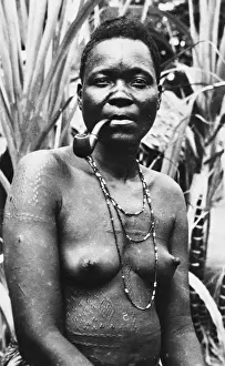 Breasted Prints: Gabon - Africa - Woman with Scarification