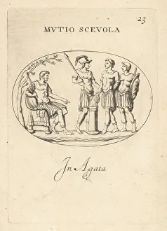 Agate Prints: Gaius Mucius Scaevola standing before the Etruscan Porsena