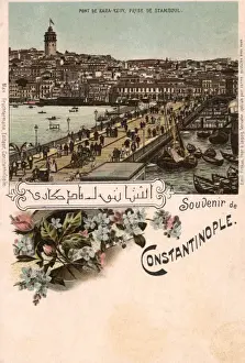 Galata Bridge and Galata Tower from Eminonu, Istanbul