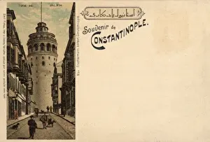 Galata Prints: Galata Tower and Buyuk Hendek Avenue, Istanbul, Turkey