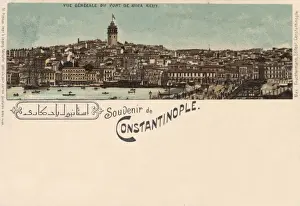 Galata Prints: Galata Tower viewed from Eminonu, Istanbul, Turkey
