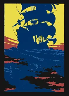 Galleon ship at sea