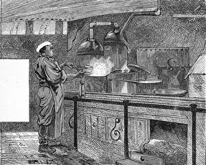 Passage Prints: In the galley of the Emigrant Ship Indus, 1872