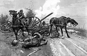 Shelling Collection: Gallipoli - bringing in horses by Matania, WW1