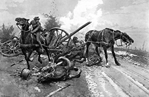 Shelling Collection: Gallipoli - bringing in horses by Matania, WW1