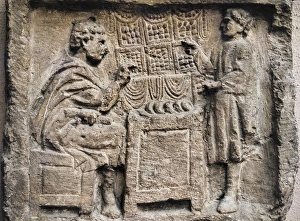 X7caf Me Collection: Gallo-Roman funerary stele with commercial scene