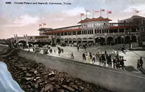 Galveston, Texas, USA - Crystal Palace and the Sea Wall