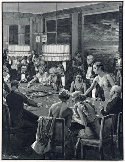 Roulette Gallery: Gambling taking place on a terrace on a summers evening in Monte Carlo. Date: 1934