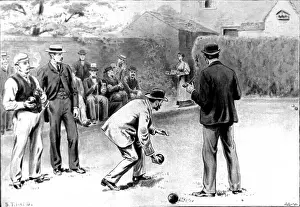 C1895 Prints: Game of Bowls in an English Suburban Garden, c. 1895