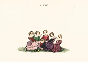 Strutt Gallery: Game of hot cockles, 14th century