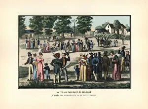 Allemagne Collection: The game of Popinjay in Belgium, 19th century