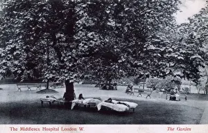 Jan17 Prints: Garden of the Middlesex Hospital, Mortimer Street, London