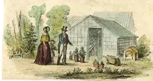 Gardener and greenhouse
