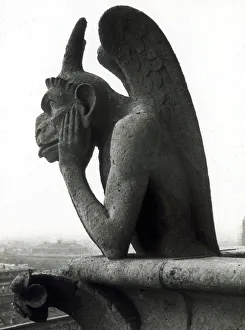 Notre Prints: Gargoyle on Notre Dame Cathedral, Paris, France
