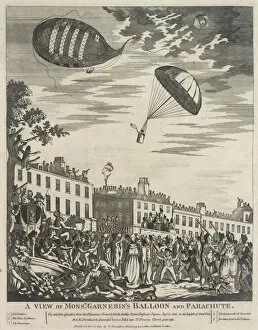 Pancras Collection: Garnerins balloon and parachute