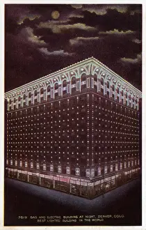 Gas and Electric Building at Night - Denver, Colorado, USA