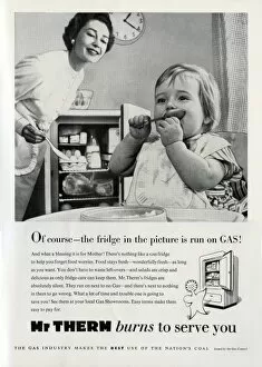 Eating Collection: Gas refrigerator advertisement, 1950s