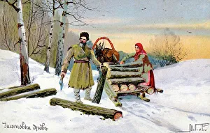 Birch Prints: Gathering firewood - Russia
