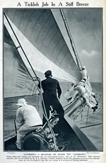 Gathering Prints: Gathering headsail on board Hamburg at Cowes, IOW