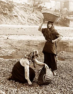 Gathering shellfish, Whitby, Victorian period