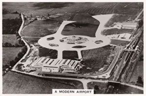 Brighton Prints: Gatwick Airport, showing Terminal building and rail links